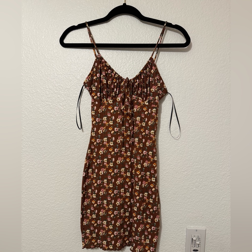 Lovely Day Brown Ruched Mini Dress